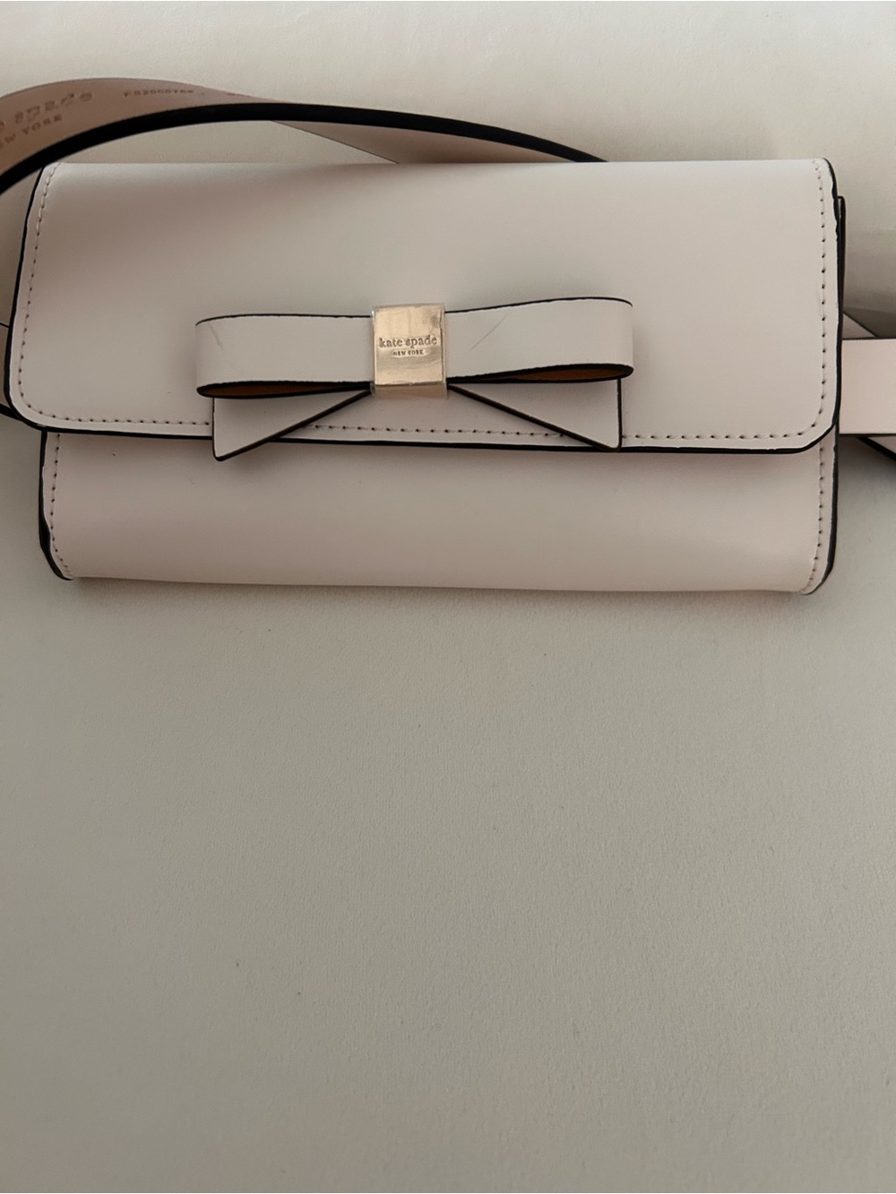 kate spade Small/Medium Cream Leather Bow Belt Bag